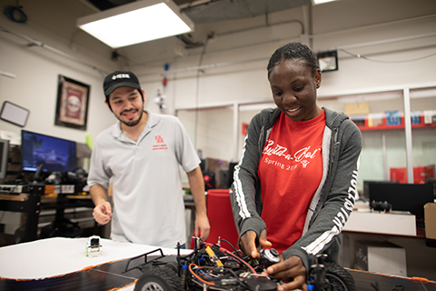 Students working on a robotics project during the CITE Build-A-Bot workshop