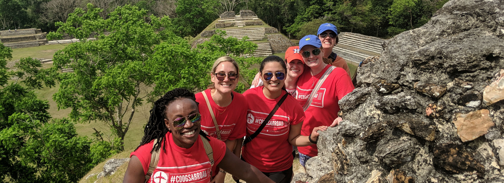 Belize student group at ruins
