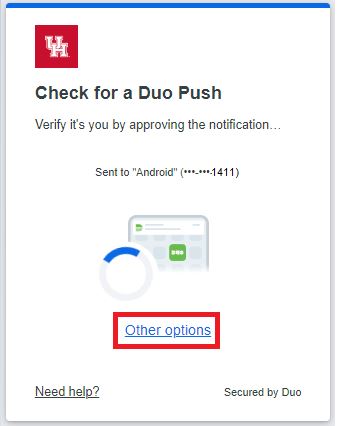 New DUO SMS Request Step 1
